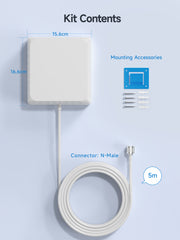 4G LTE 5G Indoor Panel Antenna High Gain 6-8dBi 698-2700Mhz Large Coverage Directional Antenna with SMA-Female Connecter for Signal Booster Cellular Repeater with 5m Cable