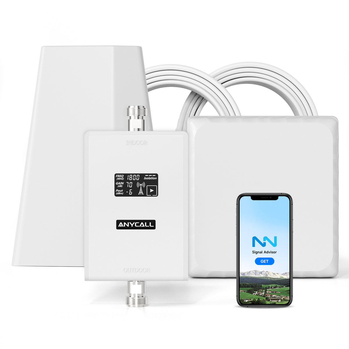 F10 Series | Cell Phone Signal Booster For All European Carriers on Band 3/20 | 70dB Max Gain Cellular Repeater | Boost 4G LTE 3G GSM Signals | Comes with Directional Antenna